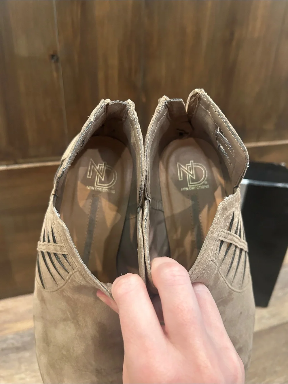 new directions Taupe Cutout Suede Ankle Booties with original box - Size 9.5